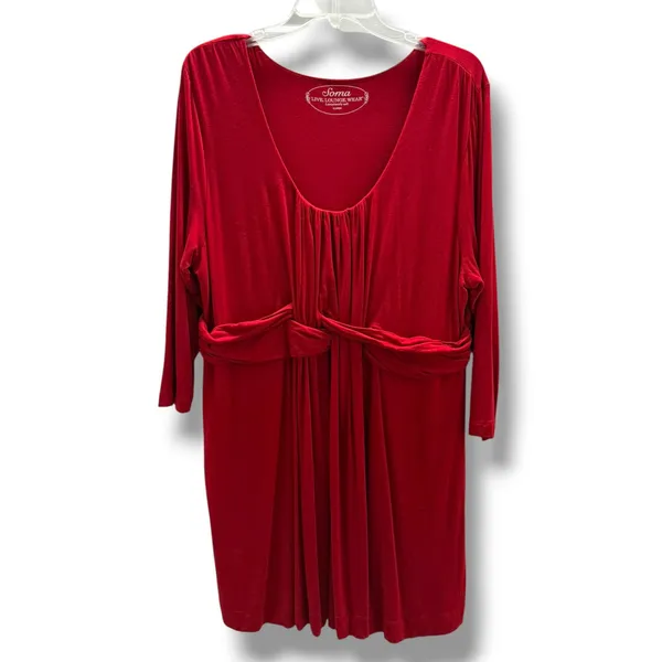 Soma Live Lounge Wear Red Knotted Empire‎ Waist Pocket Lounge Dress XL - Image 2