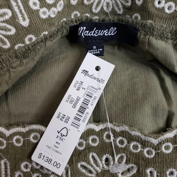 MADEWELL Womens S Embroidered Square Neck Corduroy Minidress NEW - Image 11