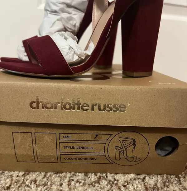 Charlotte Russe Burgundy Velvet Heels - Image 4