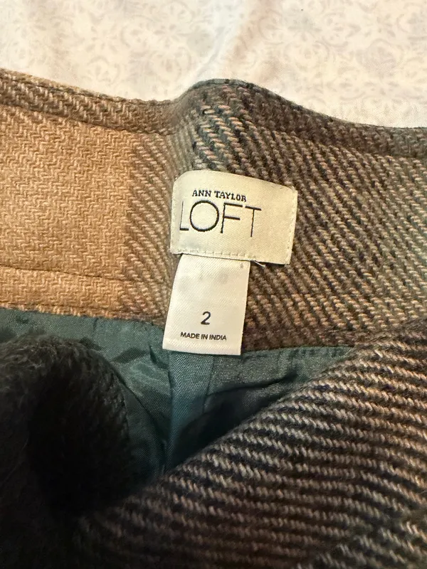 ann Taylor loft wool blend plaid green skirt - Image 5