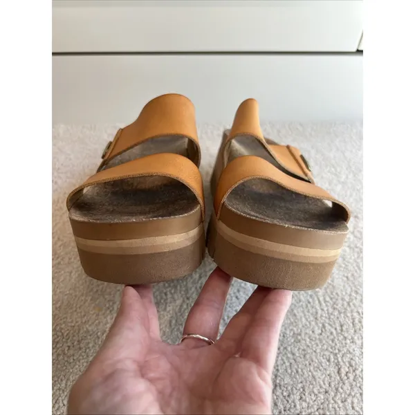 REEF Vista Higher Platform Slide Sandal Brown Vegan Leather Chunky Boho Beach - Image 4