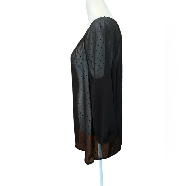 Old Navy Black Sheer Polka Dot Blouse - Image 4