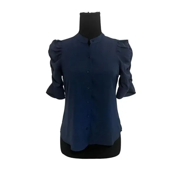 ✨Abercrombie & Fitch Ruched Sleeve Sz Small Blue Top✨ - Image 2