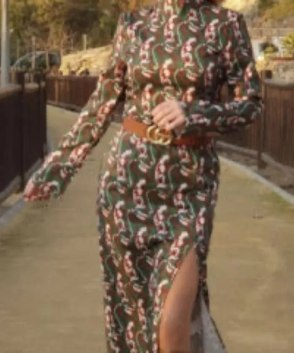 Nwot Zara Woman'S Paisley Printed Midi Dress Green/Multicolor Xs Bloggers Fave - Image 5