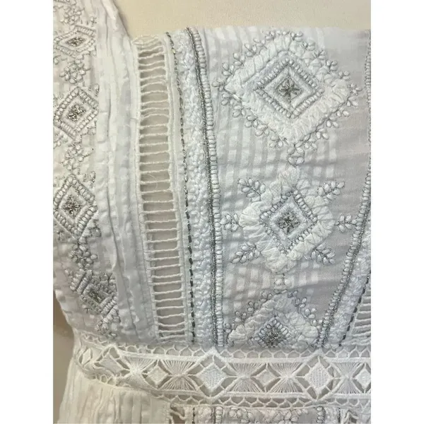Anthropologie Alene Embroidered Lace Midi Dress White XS/O - Image 6