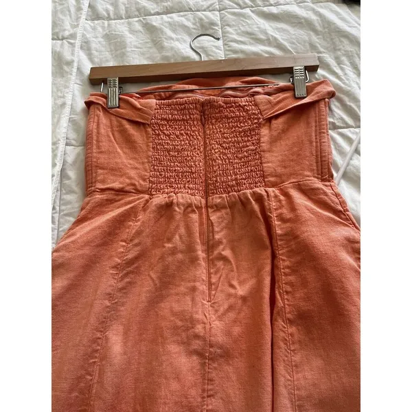 NWT Abercrombie & Fitch Strapless Linen-Blend Midi Dress in Coral, Size S - Image 5
