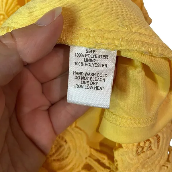 Lulus‎ Yellow Love Poem Floral Crochet Lace Halter Sleeveless Dress Size Medium - Image 6