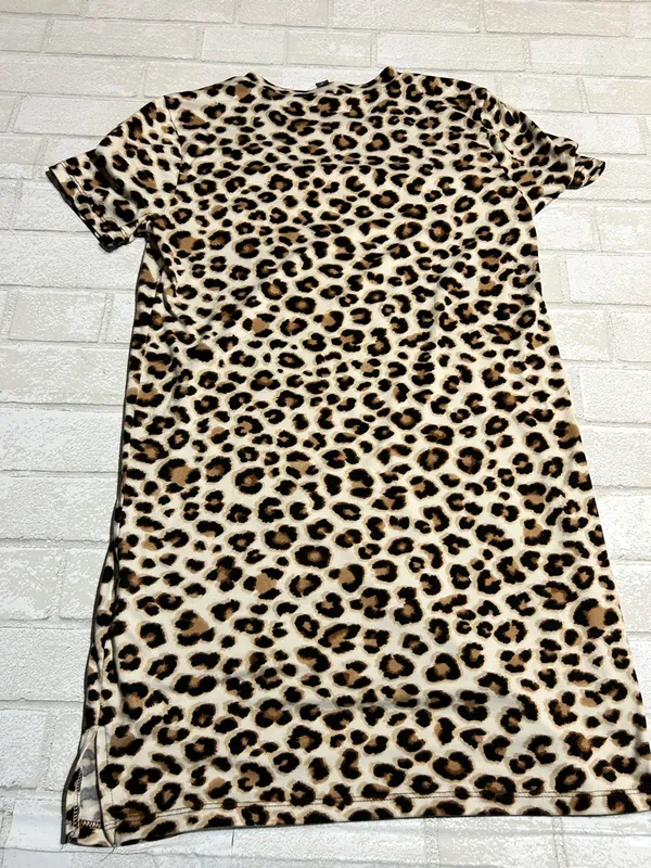 Alya Leopard Print Butter Soft Cozy Relaxing T-shirt Dress - Image 2