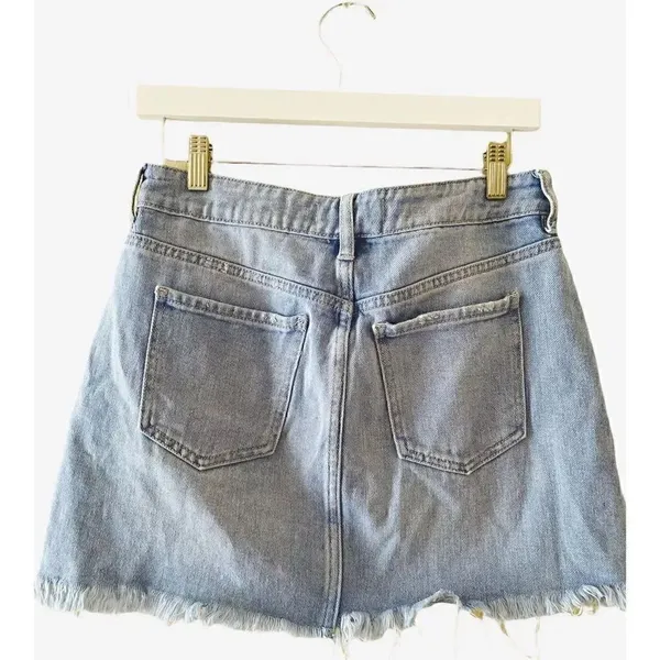 Pacsun Short Mini Womens Raw Hem Skirt Denim Minimalist Jeans SZ 27 - Image 6