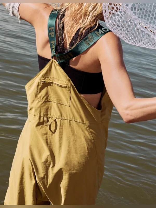 Rare Free People Movement Hit The Hills Harem Overalls Olive Green XS - Image 3