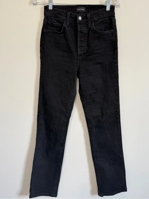 FAVORITE DAUGHTER The Vivi Straight Jeans in Kingsley Black Size 26 - Image 2