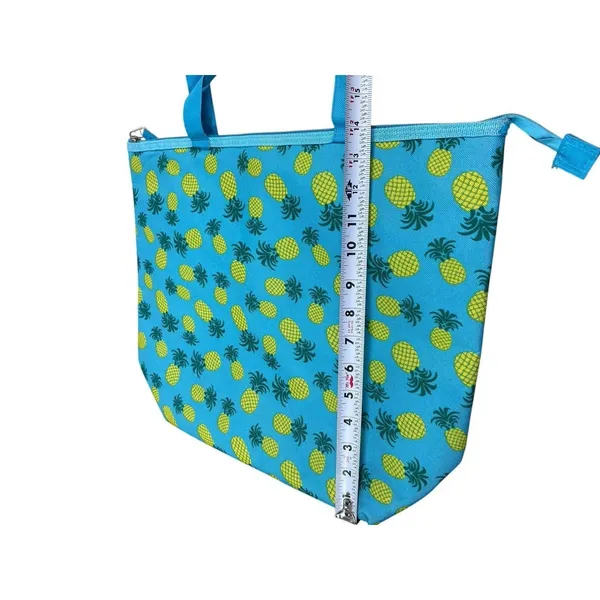Tropical Blue Pineapple Print Lunch Tote Bag Beach Pool Travel Insulated Bag - Image 5