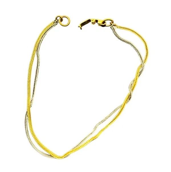 Two-Tone Gold & Silver Double Chain Bracelet With Lobster Clasp 8 Inches A08 - Image 3