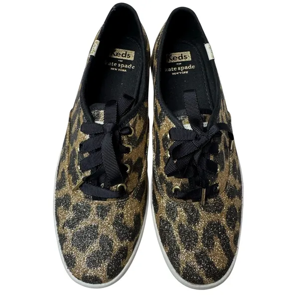 Keds x Kate Spade Leopard Glitter Champion Sneakers Size 7 - Image 3