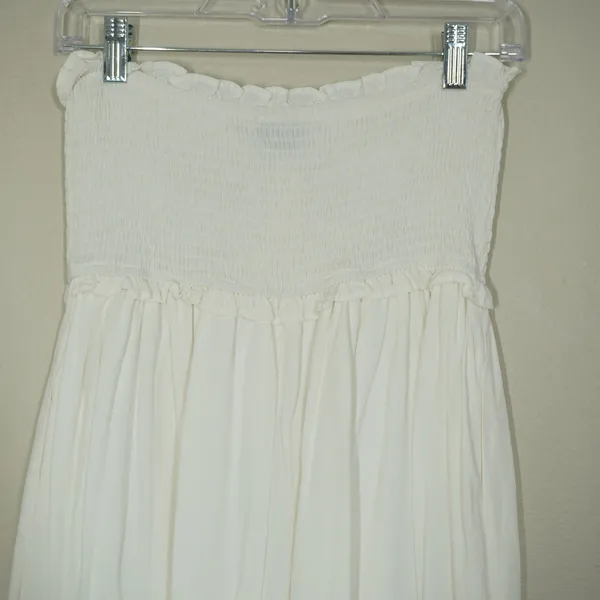 Petal + Pup Size Medium White Smocked Strapless Maxi Dress Tiered Ruffle Beach - Image 6
