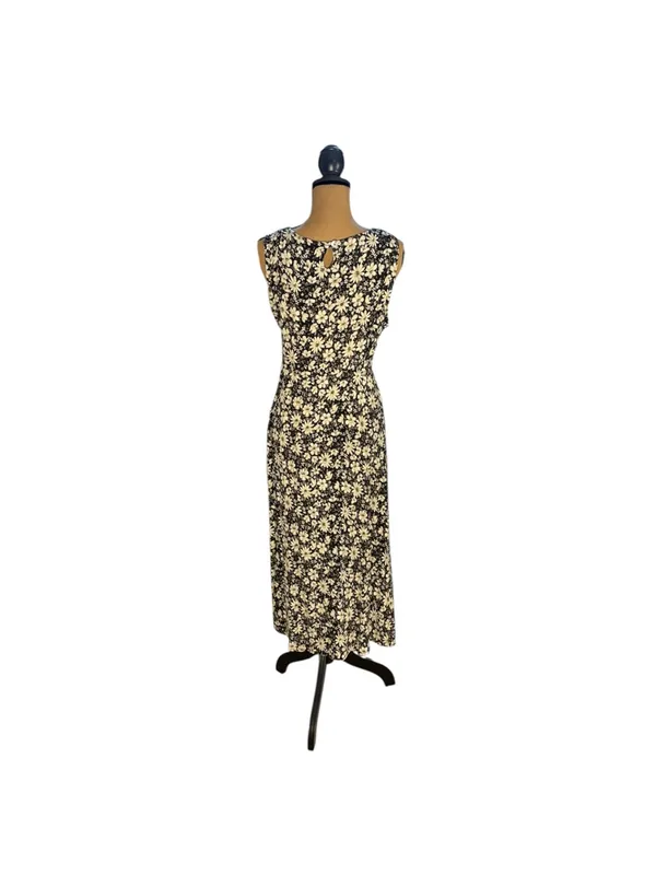 Vintage 90s More Jazz Size 18 Petite Daisy Floral Crinkle Midi Dress - Image 3