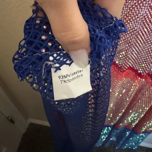 Queen of Sparkles beaded Mesh One Shoulder Asymmetrical‎ Swim Coverup Sz M - Image 8