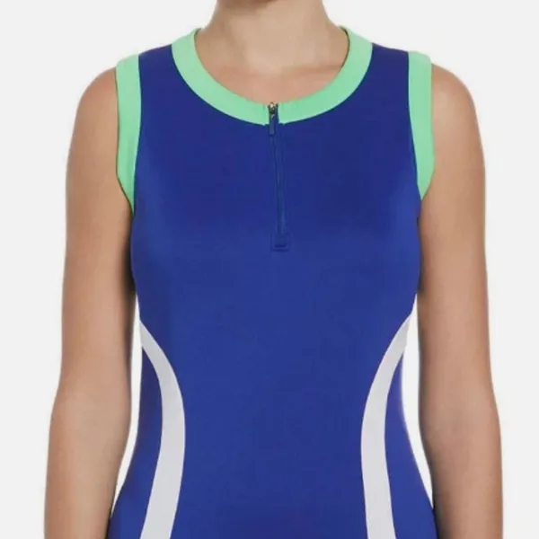PGA Tour NWT Women's Grand Slam Colorblock Sleeveless Flounce Golf Dress Lime Cobalt - Image 5