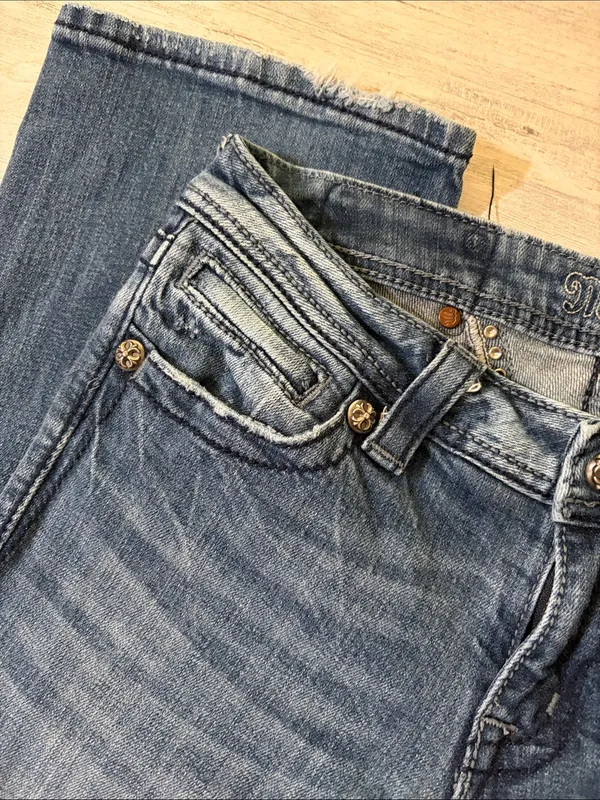 Miss Me Blue Denim Bootcut Jeans with Embellished Wing Pockets Size 29 - Image 9