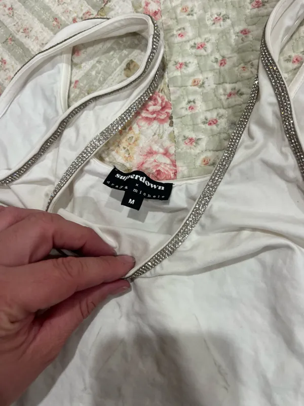 superdown White Tank Top with Silver Trim - Home Bedding - Image 2