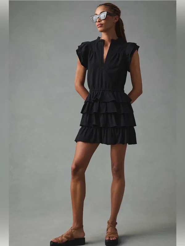 Anthropologie Sundays June Tiered Mini Dress Sz M - Image 2