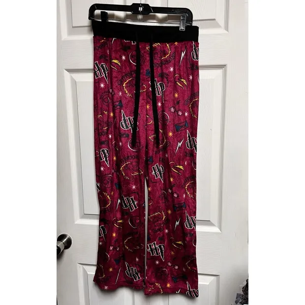 Harry Potter Gryffindor Pajama Pants Women's‎ M Sleepwear PJ Burgundy Print - Image 2