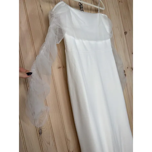Lulus Beautifully Beloved White Mesh Off-the-Shoulder Maxi Dress Elegant Medium - Image 5