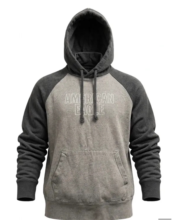American Eagle Outfitters Men's Two-Tone Gray Hooded Sweatshirt - Image 2