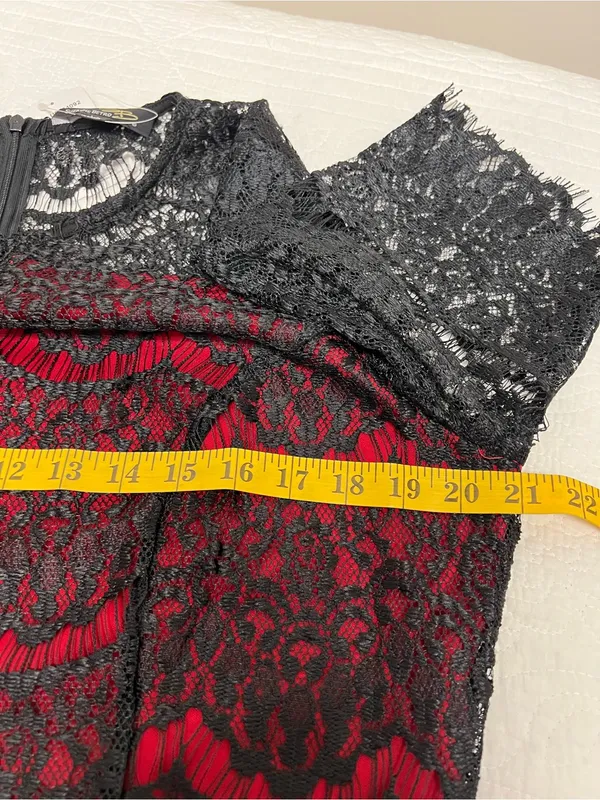 Suzanne Betro Red Black Lace Sheath Midi Dress XL NWT - Image 5