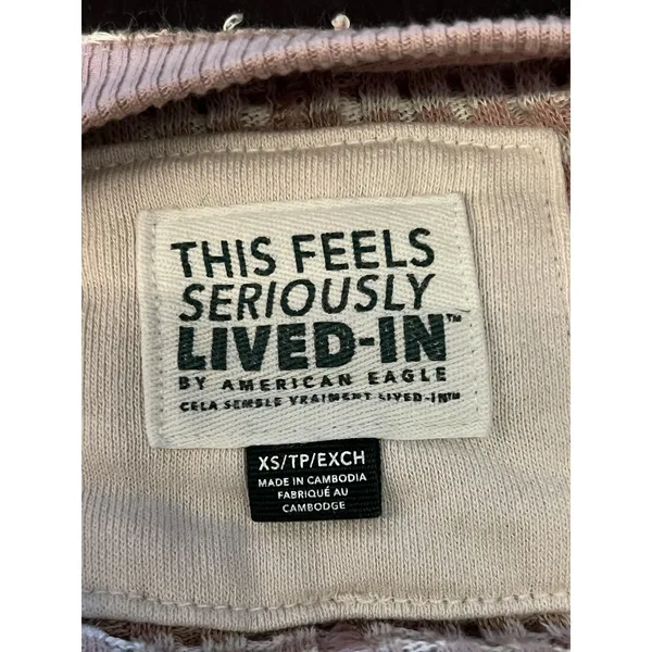 American Eagle Outfitters Sweater Womens XS Beige Waffle Knit Crewneck Pullover - Image 7
