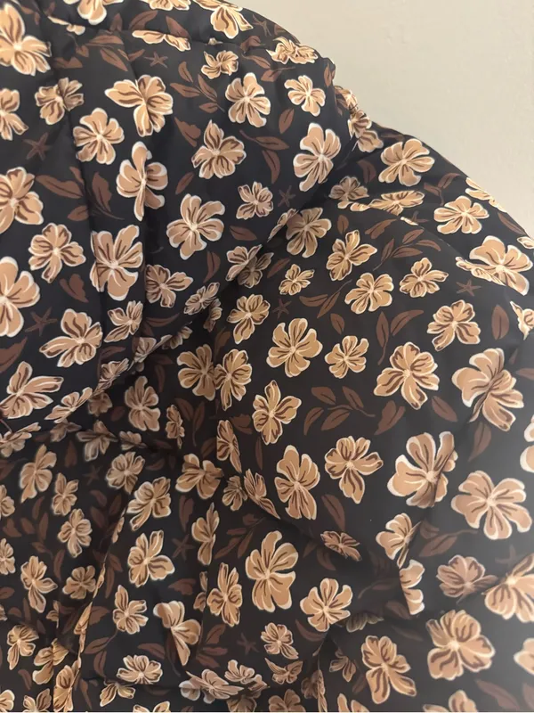Rip Curl Black Puffer Jacket with Cream Floral Print - Image 6