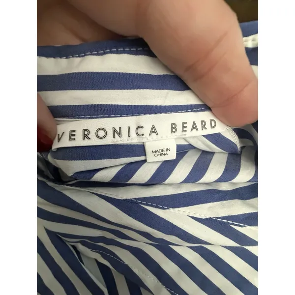 Veronica Beard Shirt Small Blue White Striped Nautical Baylor Top Blouse #GG6-6 - Image 3