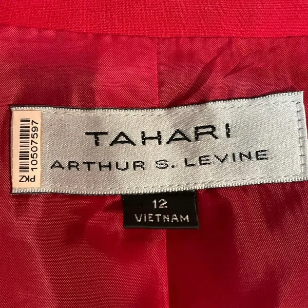Tahari Women's Red Long Sleeve Button Down Collared Blazer Coat Jacket Size M - Image 4