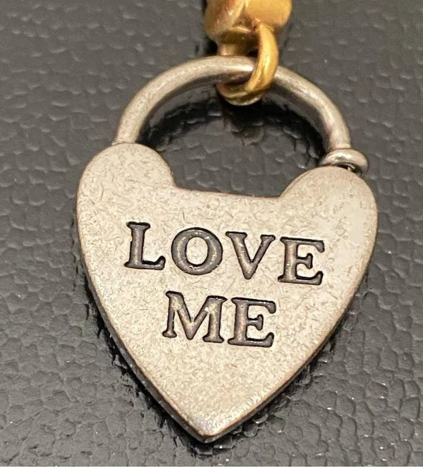 Retired RARE 2-tone “LOVE ME” Lock Collectible Bracelet Charm - Image 6