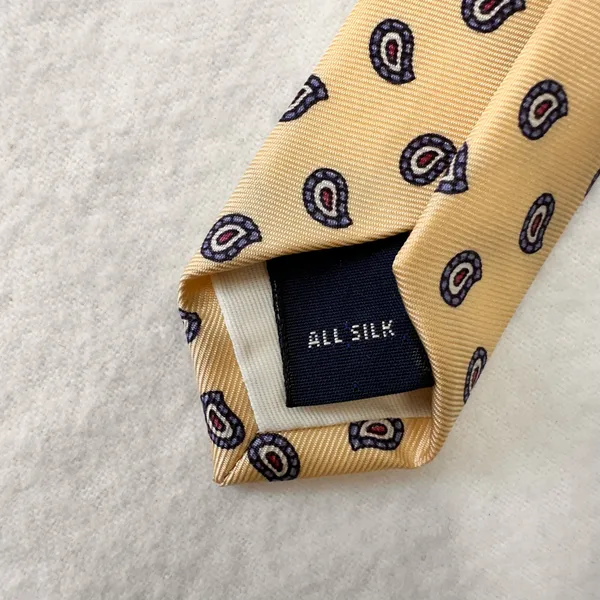 Stafford Men's Tie Silk Yellow Geometric Vintage Classic Necktie Office wear - Image 6