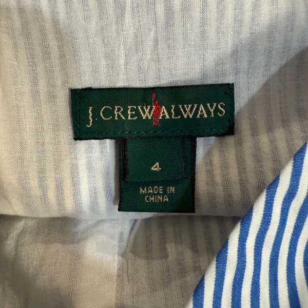 J Crew Always Peplum Top Womens 4 Blue Poplin Striped Tank Oarsman K0818 - Image 5