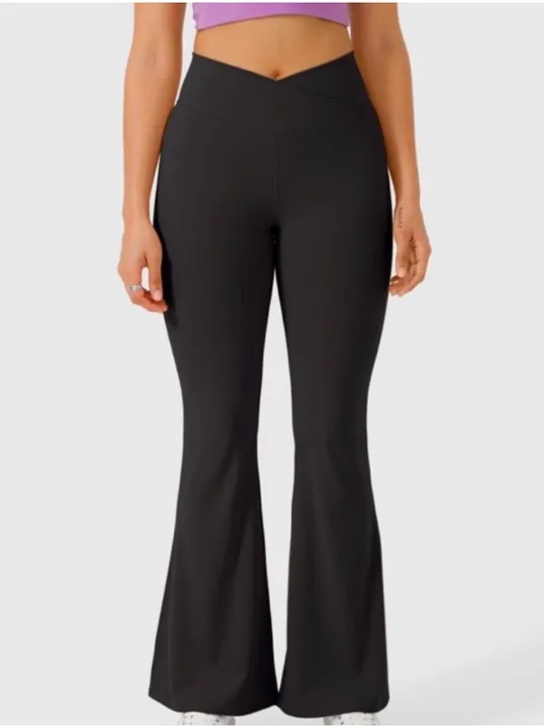 Halara Crossover High Waisted Flare Leggings Yoga Pants Black Size Small New - Image 2