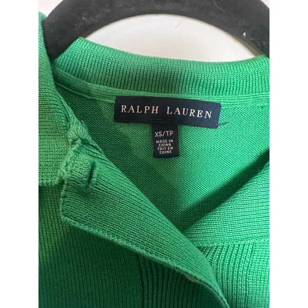 Ralph Lauren‎ Womens Green Ribbed Knit Polo Dress Hunter Jumper Crest XS TP - Image 4