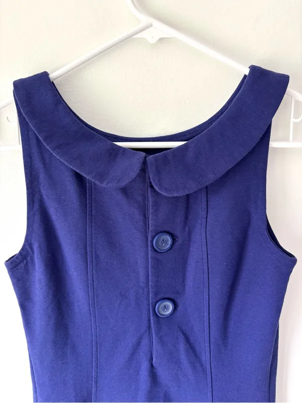 Boden Royal Blue Peter Pan Collared Sheath Mini Dress Preppy Sleeveless - Image 5