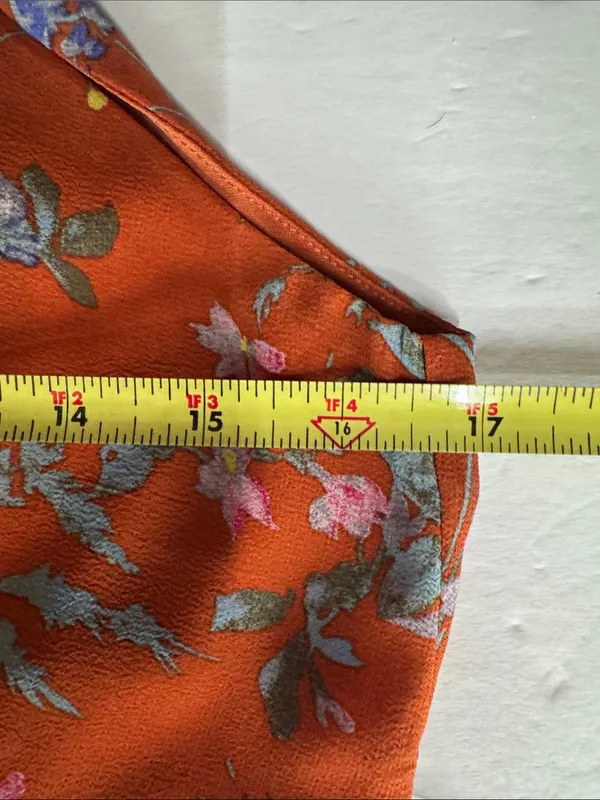Women's Maxi floral Dress Burnt Orange open back M lace boho casual ruffle - Image 11