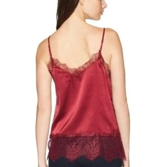 Miss Me Satin Lace Trim Tank Top Small Dark Romantic Dainty Ethereal Vamp Red - Image 2