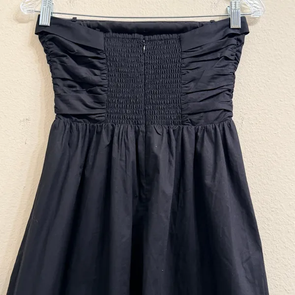 WAYF Olivia Midi Dress Women‎ XS Black Pleated Convertible Strapless Cotton -NEW - Image 6
