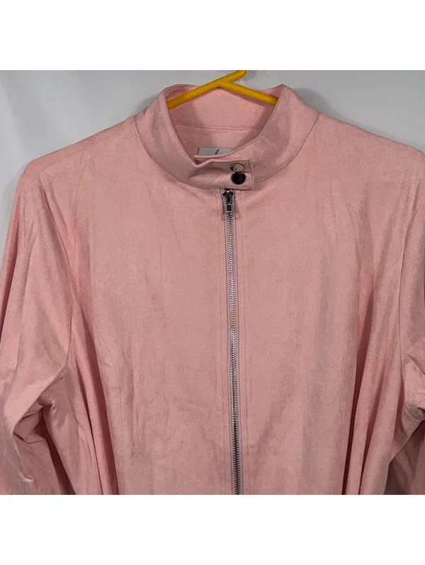 Boutique Pink Faux Suede Belted Jacket Large NWOT - Image 2