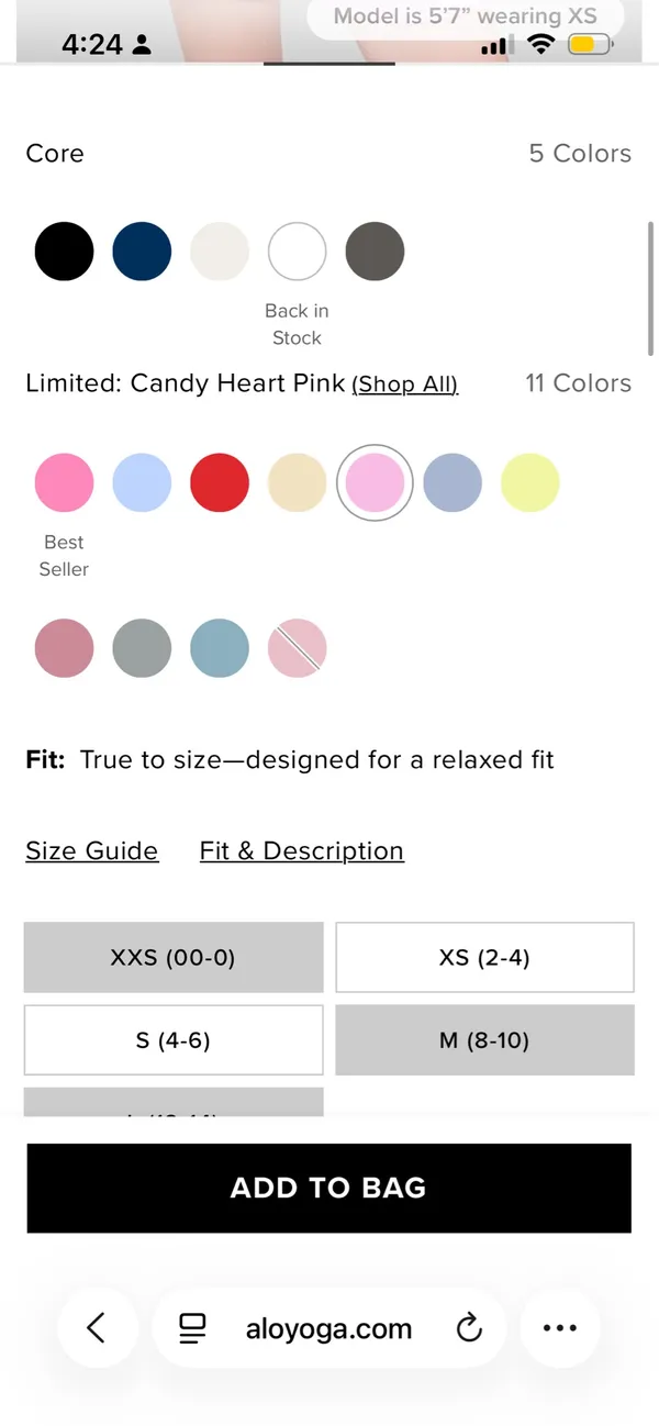 Alo Cropped Accolade Crewneck Candy Heart Pink Medium - Image 7