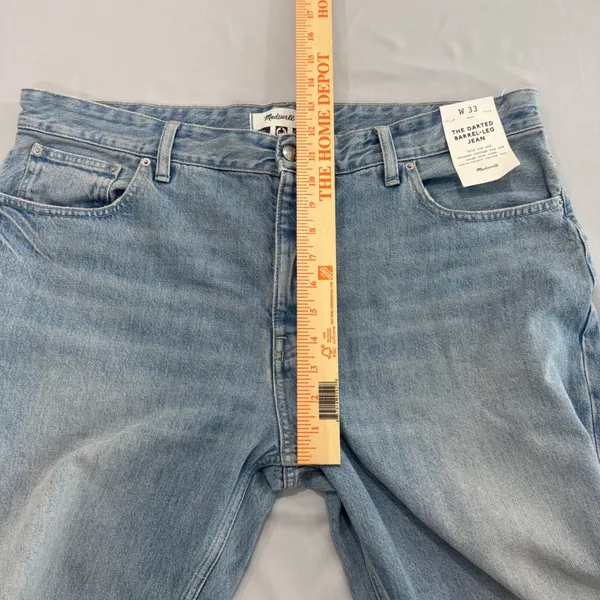 Madewell The Darted Barrel-Leg Jean Light Wash‎ Denim Size 33 NEW - Image 12