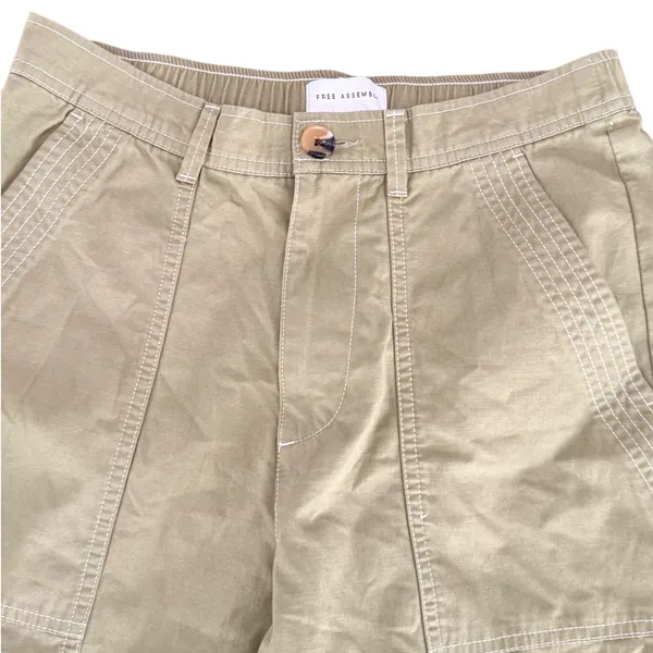 Free Assembly Womens Sage Green‎ Wide Leg Cargo Pants Contrast Stitch Small - Image 5