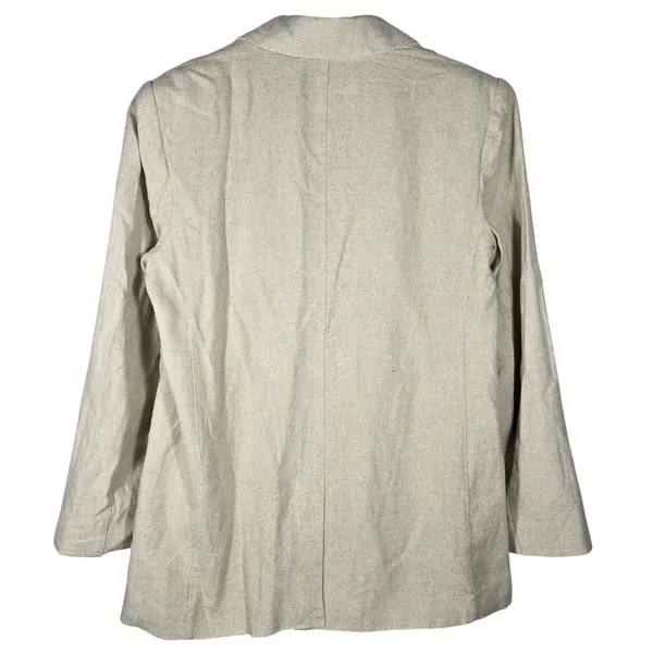 A New Day Womens Linen Blend Blazer Beige Tan Two Button‎ Jacket Size M - Image 2