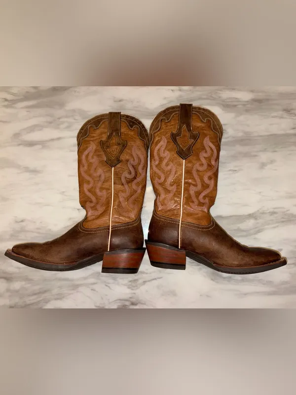 Ariat Quickdraw Western Boots Leather Pink Details Size 6.5 - Image 2