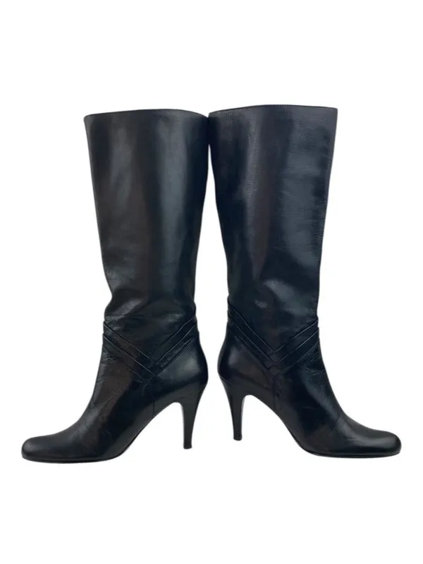 -Sean Ling Nigiri Boots Womens Sz 5.5 Black Buttery Soft Leather Heeled Pull On - Image 13