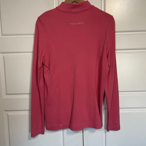 Fairway & Greene Women's Pink 1/4 Zip Long Sleeve Golf‎ Top Size Large - Image 9